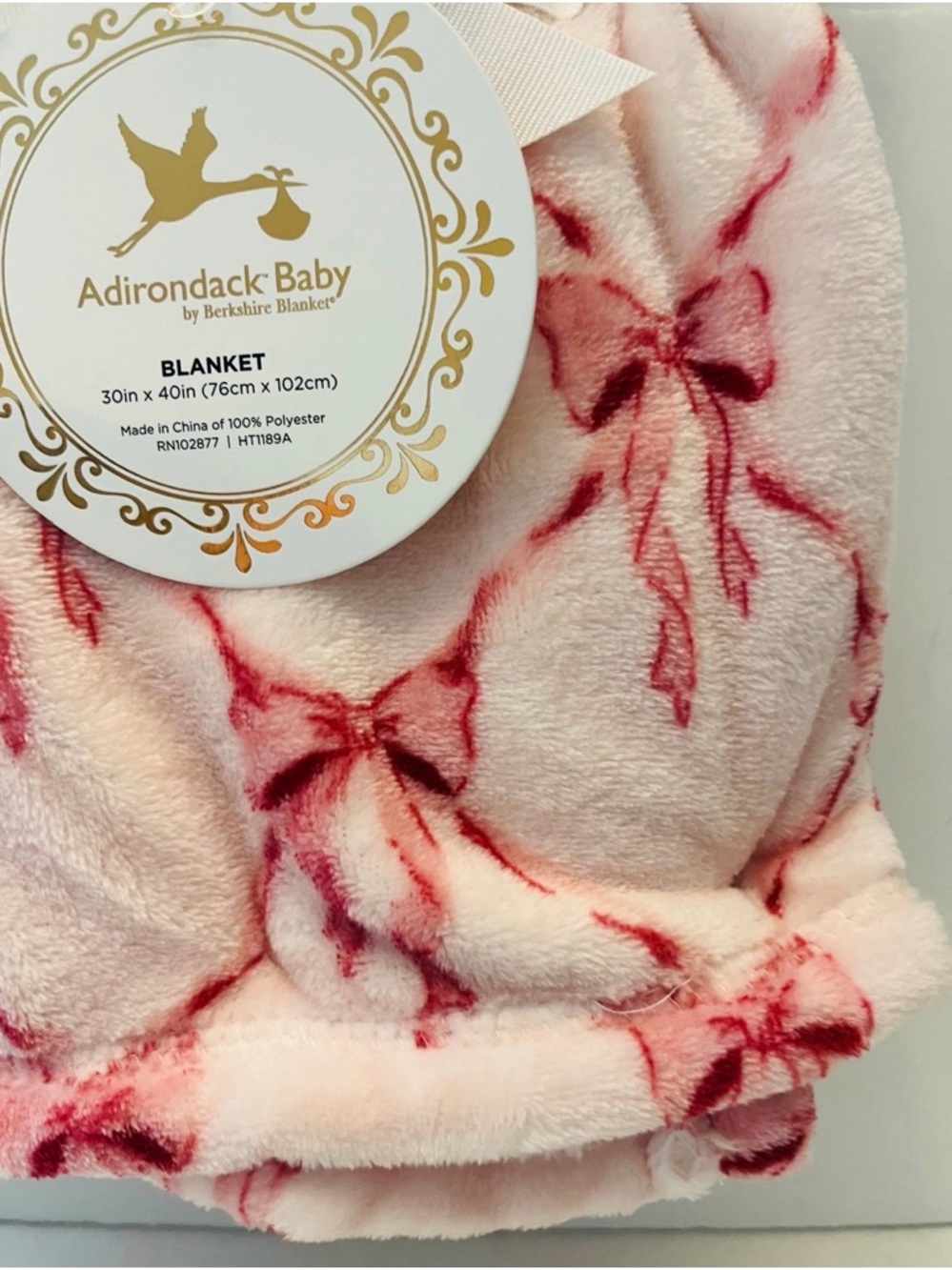 Adirondack Baby by Berkshire Blanket Pink with Dark Pink Bows - Picture 5 of 11